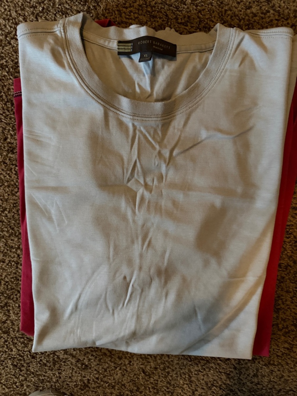 Robert Barakett Light Gray Crew Tee with Red Layer